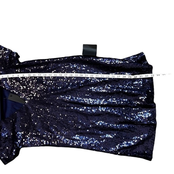 Lulu's Light Up The Night Navy Sequin V-Neck Shirt Dress- Size XS - Picture 5 of 13